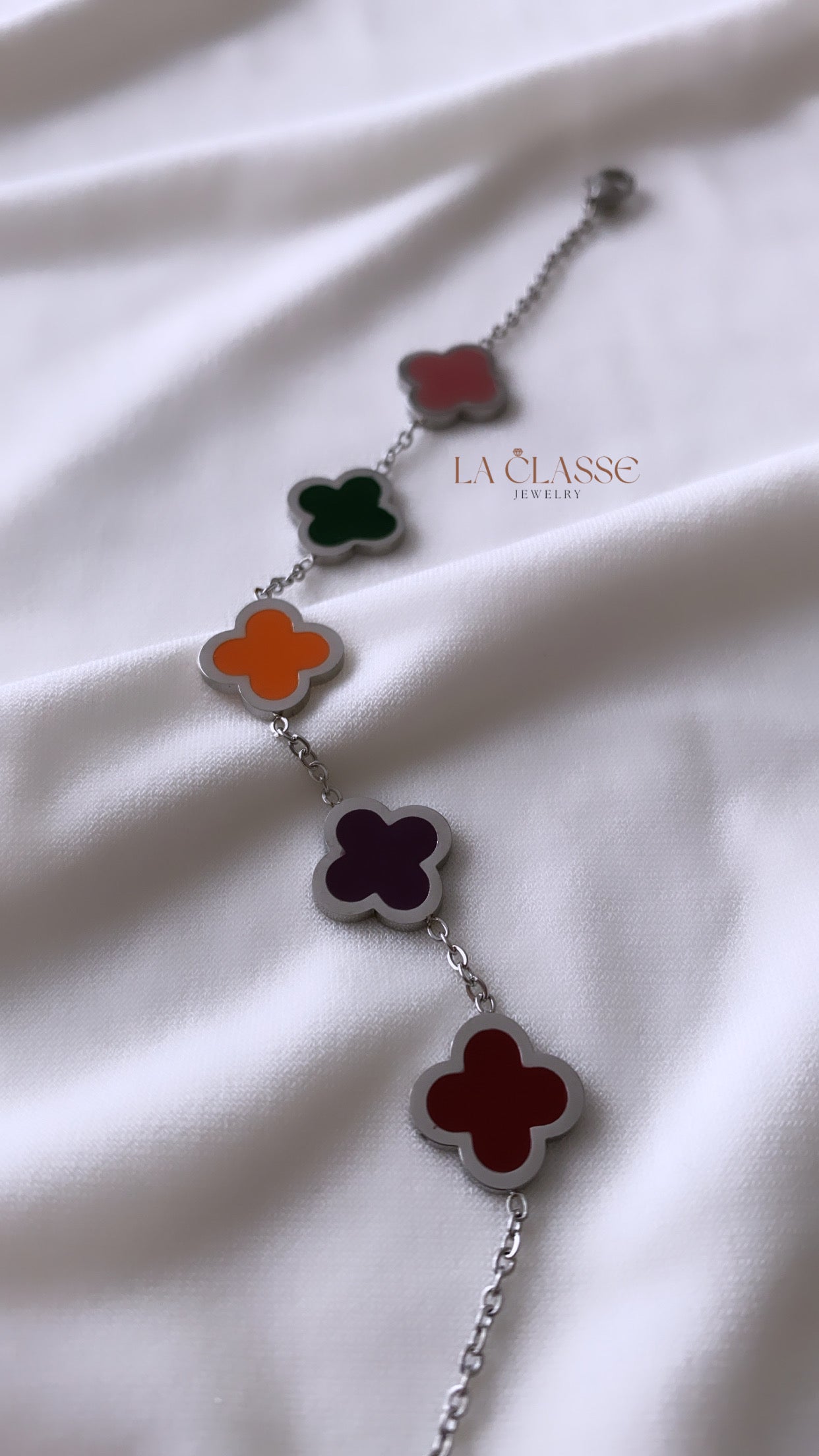 Multicolor Flower Bracelet Silver