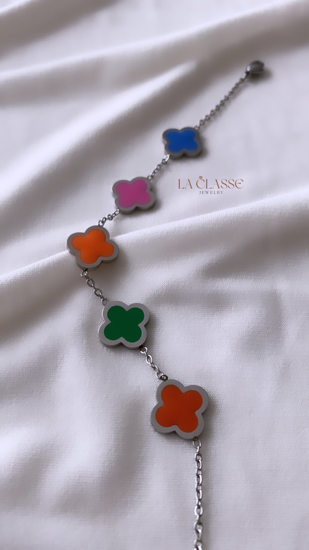 Multicolor Flower Bracelet Silver