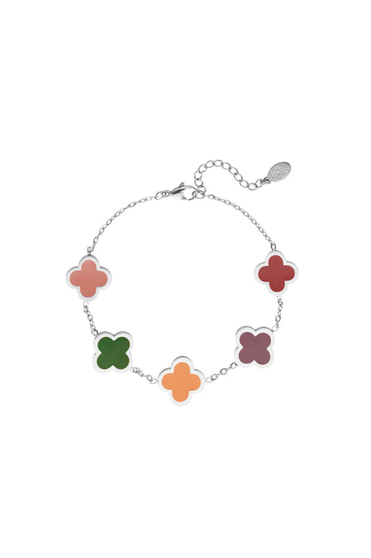 Multicolor Flower Bracelet Silver