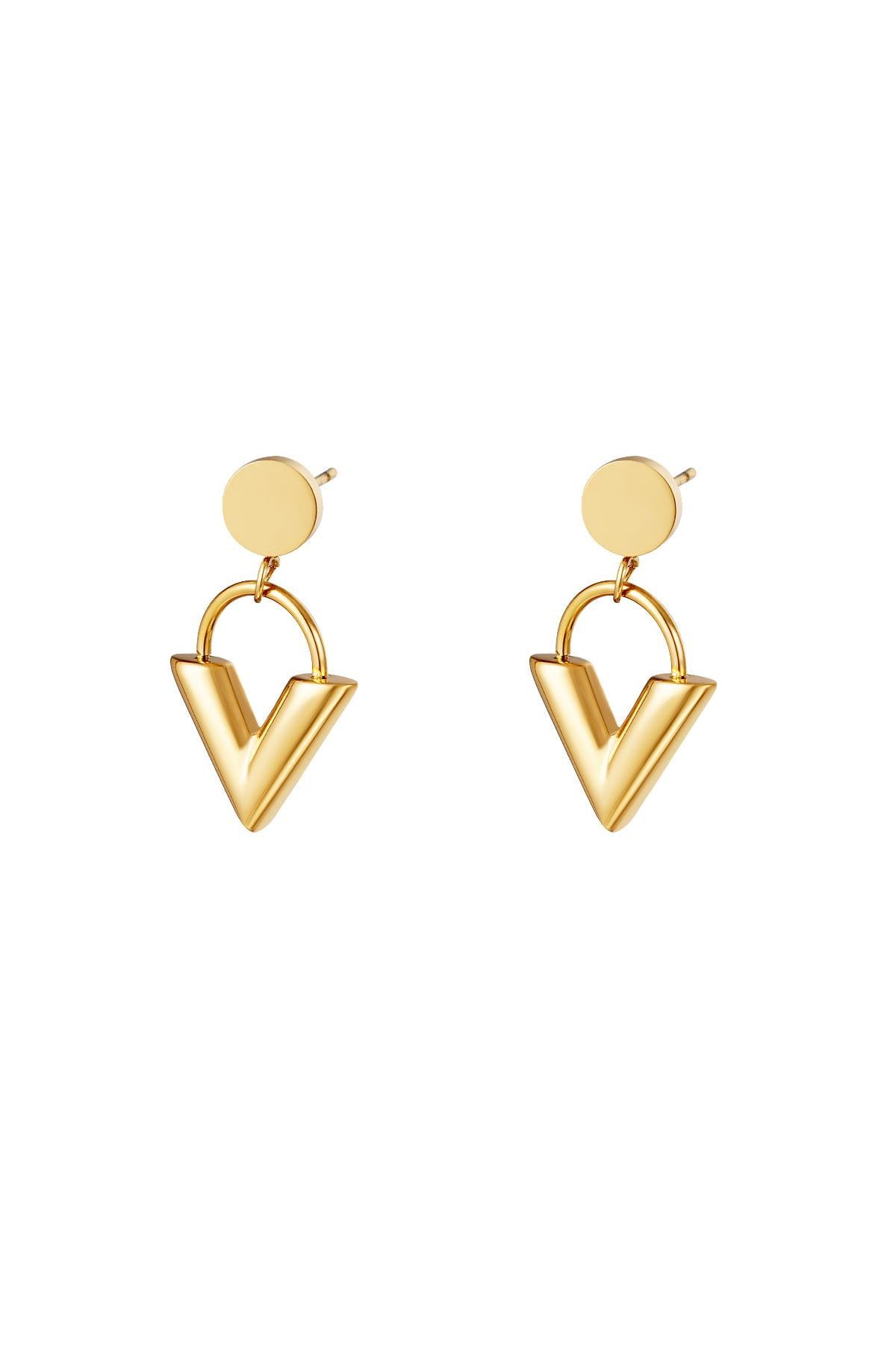 V Earrings Gold