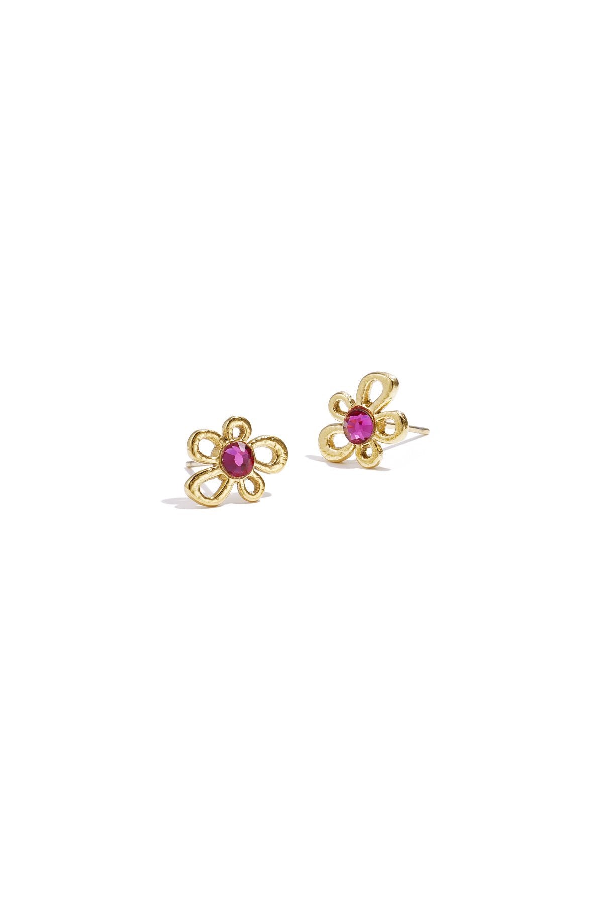 Diamond Flower Studs Pink
