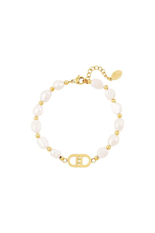 Pearls & Gold Double D Bracelet