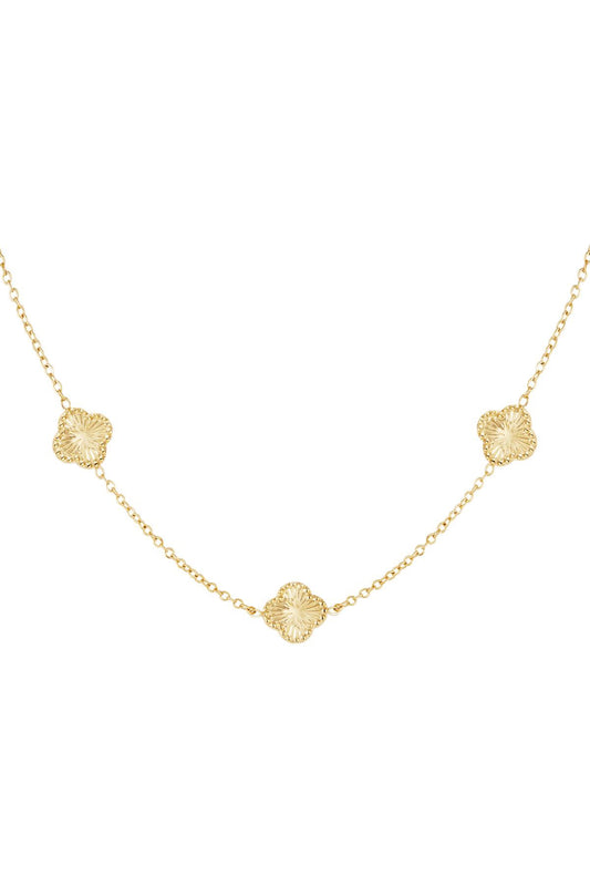 Triple Flower Necklace Gold