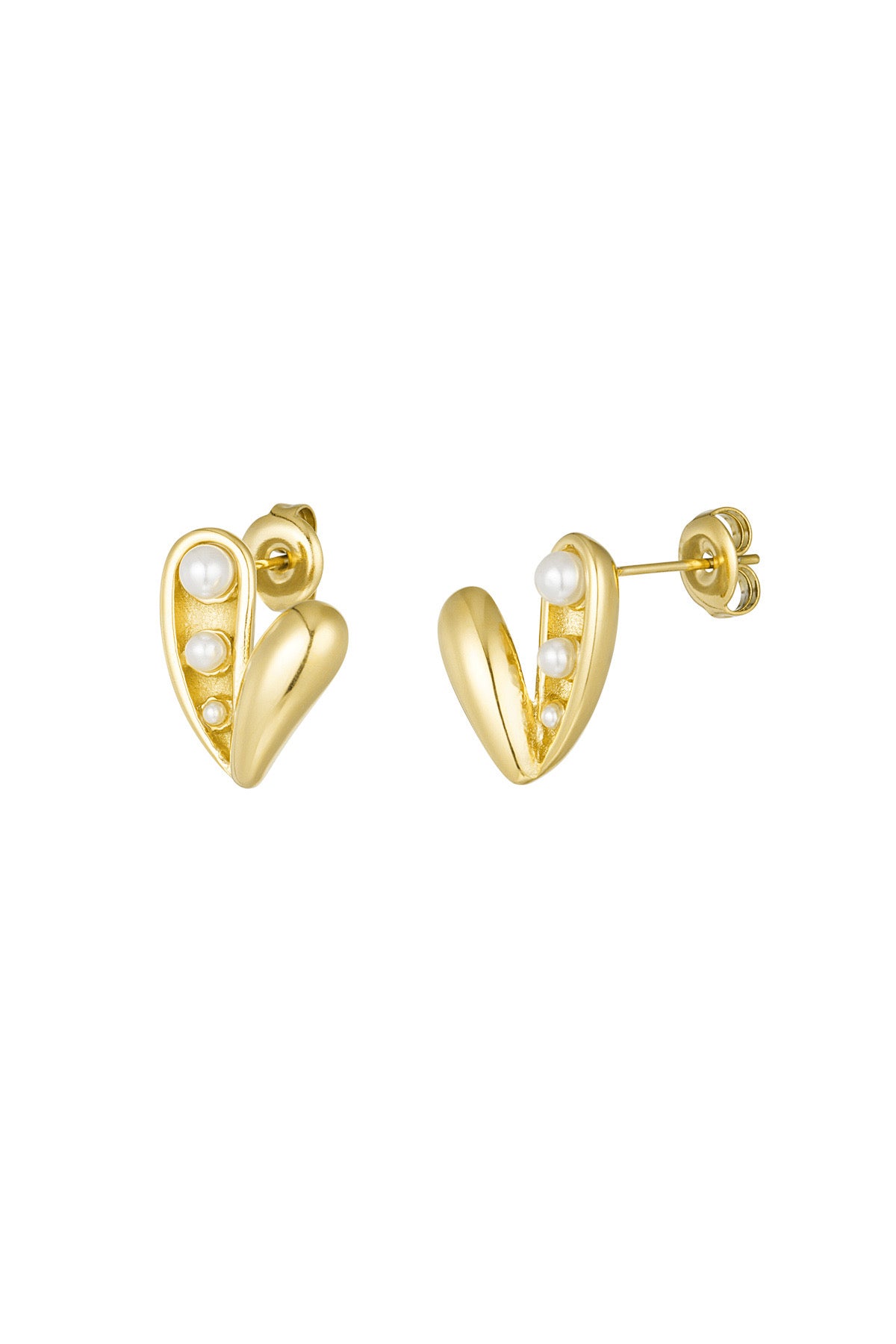 Open Pearl Heart Earrings